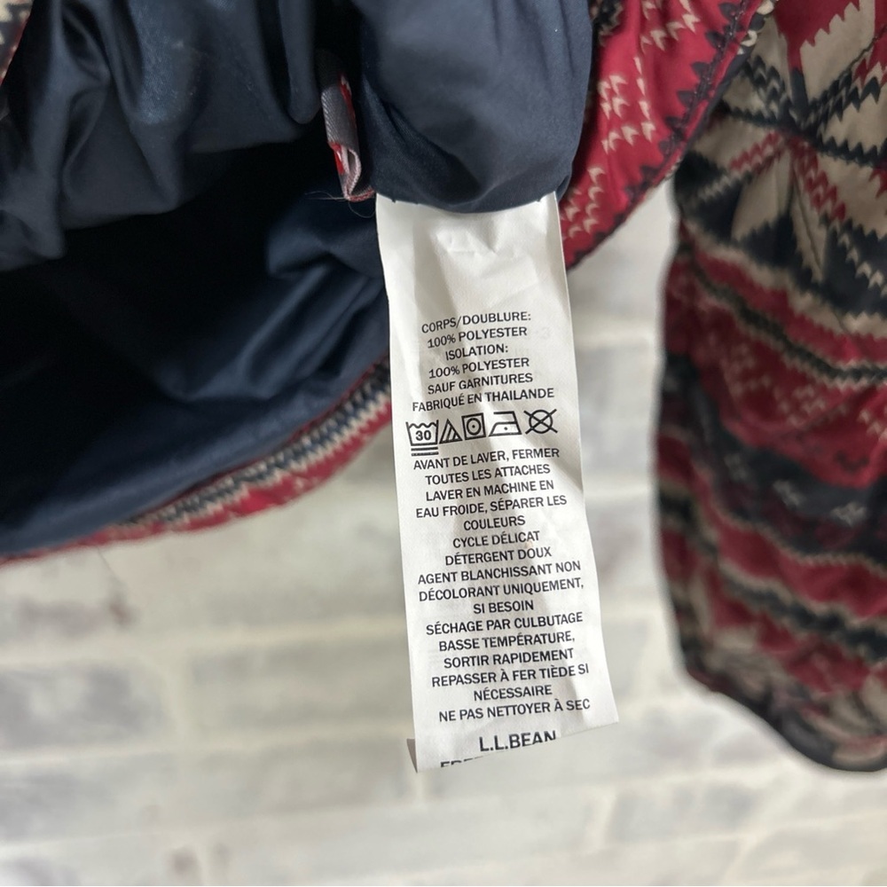 LL Bean Women's Small Katahdin Insulated Pullover Jacket Fair Isle Print Quilted - Picture 10 of 10